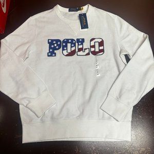 Polo Ralph Lauren Mens White Long Sleeves Crew Neck Pullover Sweatshirt Size M